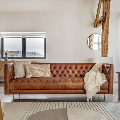 Kendal Retro Buttoned 3-Seater Leather Sofa ÉDITÉ