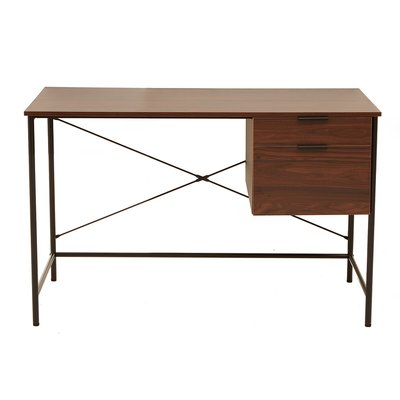 Industrial Style 2 Drawer Desk in Dark Walnut Effect with Black Frame SO'HOME