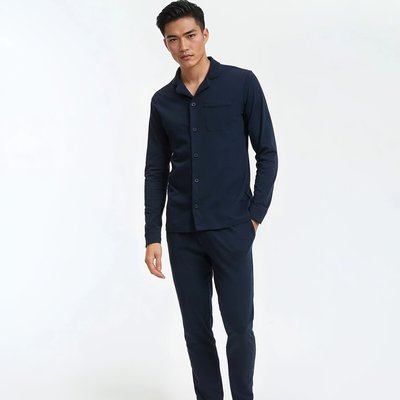 Pyjama long col chemise en jersey LA REDOUTE COLLECTIONS
