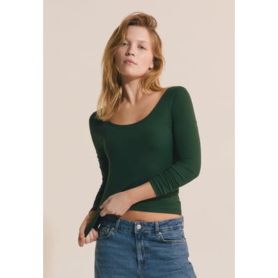 T-shirt manches longues col danseuse avec brassière intégrée BRA ETAM
