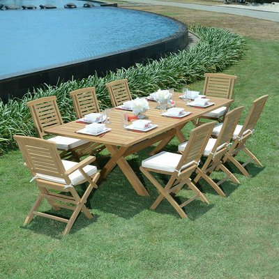 Salon de jardin teck massif Livourne, 8 places TECK ATTITUDE