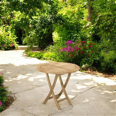 Table de jardin ronde pliante en bois de teck massif 80cm SUMMER 2 personnes PIER IMPORT