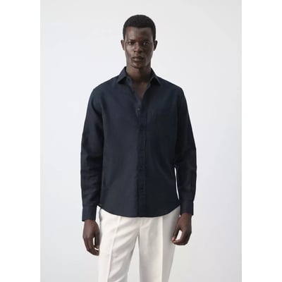 Chemise en coton de lin à coupe régulière MANGO MAN