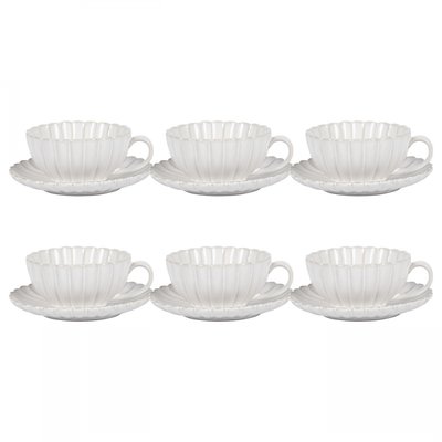 Lot de 6 tasses avec coupelles, Coquillage ARD TIME