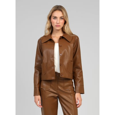 Veste De Motard En Cuir Véritable Marron - Taille 36, Marque Baba Leather - Occasion Très Bon état
