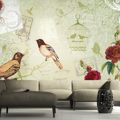 Papier peint intissé panoramique Vintage et Retro Vintage birds EDEN