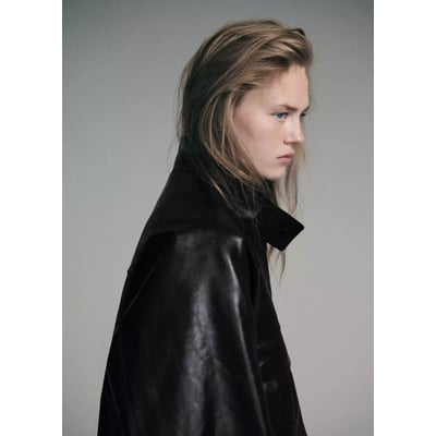 Parka cuir oversize avec poches MANGO