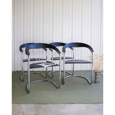 Lot de 4 fauteuils en chrome Jakob N°1397 - Bon état DEBONGOUT