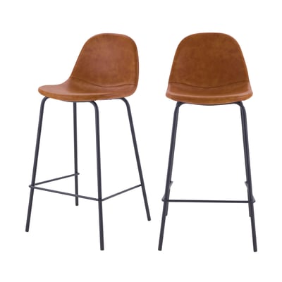 Lot de 2 chaises pour îlot central 65 cm en cuir synthétique - HENRIK MAISON PAVANE
