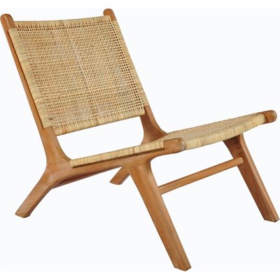 Fauteuil lounge en teck et rotin naturel style bohème chic RECOLLECTION