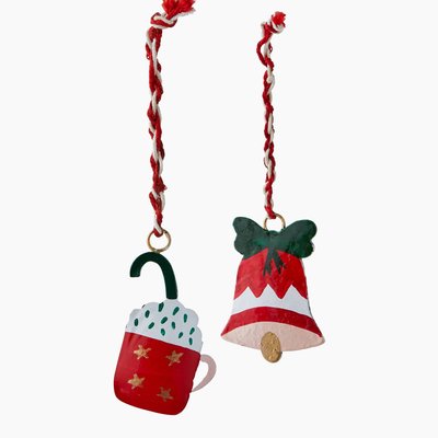 Lot de 2 ornements métal plat  chien / cadeau MONOPRIX