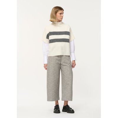 Pull blanc manches courtes à larges rayures HUMILITY