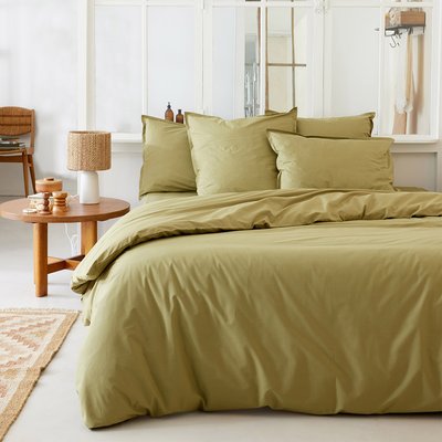 Parure de lit unie en percale de coton, Made in France, TENDRE A DEMAIN