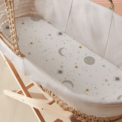 Safe Nights Celestial Moon and Stars Moses Basket Fitted Sheet 2 Pack SILENTNIGHT