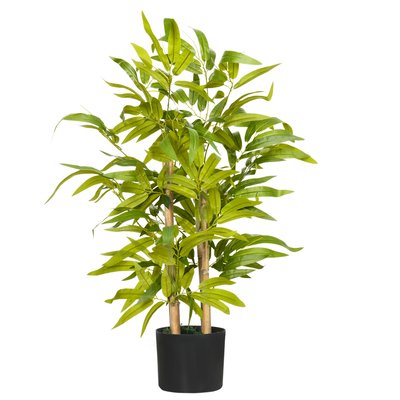 Bambou artificiel H. 60 cm feuilles denses réalistes pot et lichen inclus HOMCOM