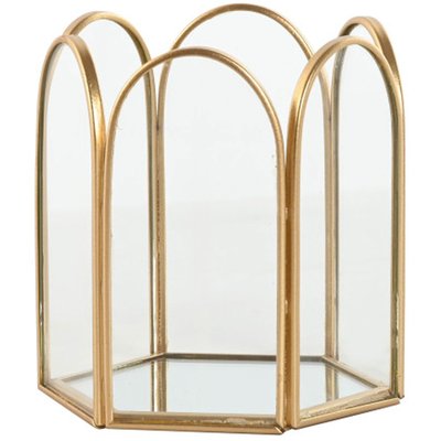 Rangement bijoux en métal doré et miroir 9x8x9.5cm WADIGA