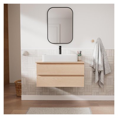 Ensemble meuble simple vasque 80 cm + vasque + robinet + miroir SORRENTO MOB IN