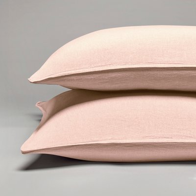Taie d'oreiller pur lin lavé français MILANO ROSE PALE COTTON & CO