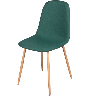 Chaise en tissu vert pieds en métal effet bois 45x54x87cm WADIGA