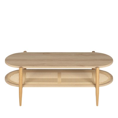 Table basse ovale en bois et cannage - ELLOS DRAWER