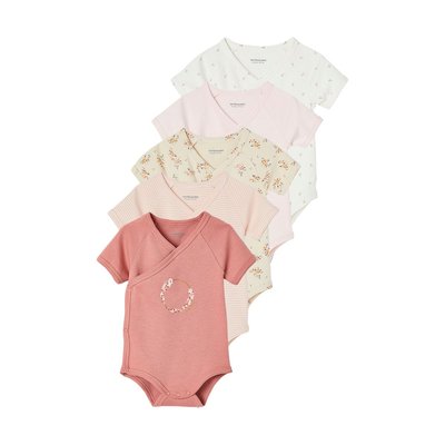 Lot de 5 bodies manches courtes ouverture naissance VERTBAUDET