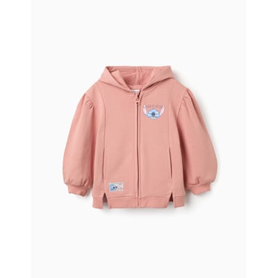 Sweat zippé en coton peigné en molleton avec capuche et imprimés Stitch ZIPPY