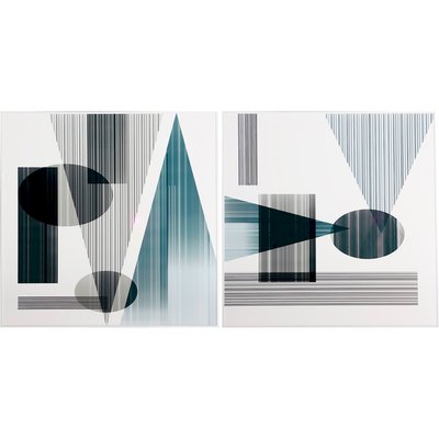 Tableau abstrait moderne, carré (lot de 2) RECOLLECTION