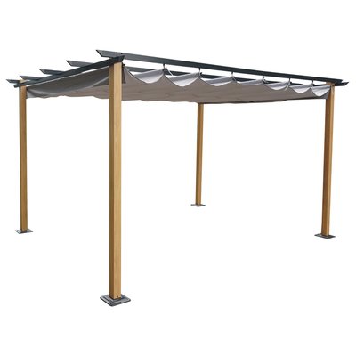 Tonnelle/Pergola aluminium toile coulissante, 3x4, AVRIL PARIS