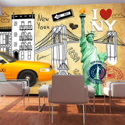 Papier peint intissé panoramique Street art One way - New York EDEN