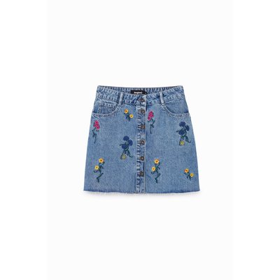 Mini-jupe en jean à fleurs - BLUE - 34 DESIGUAL