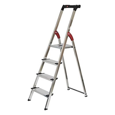 Escabeau Ménager De Sécurité Xxl 4 Marches Aluminium HAILO