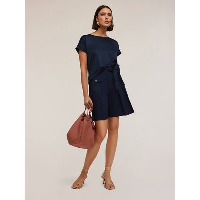 Short à taille haute avec plis en popeline MOTIVI