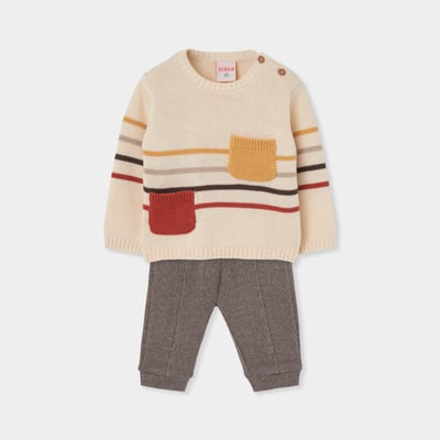 Ensemble bébé garçon maille à rayures BOBOLI