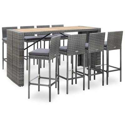 Ensemble de bar 9 pièces en résine tressée HOME MAISON