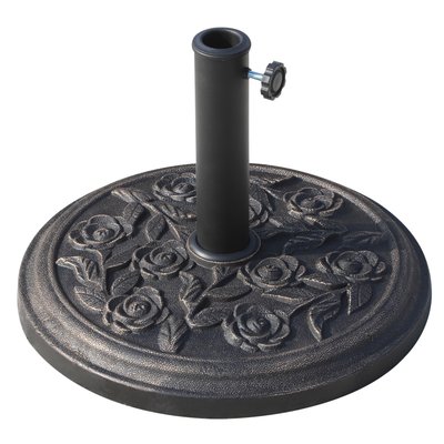 Pied de parasol rond Ø45 cm motif roses 9Kg noir bronze OUTSUNNY