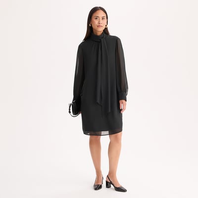 Robe à col lavallière, longueur genou, manches longues ANNE WEYBURN