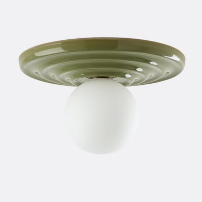 Plafonnier ou applique, en céramique et verre opalin, diamètre 33,2 cm, HOLI LA REDOUTE INTERIEURS