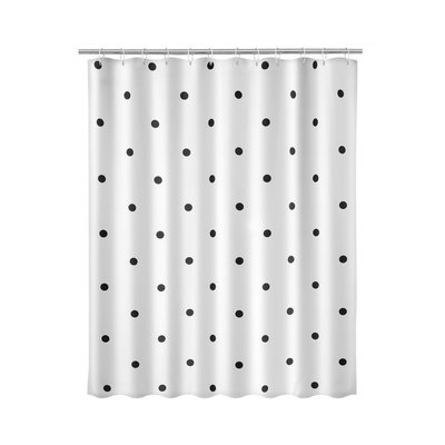 Rideau de douche blanc à pois noirs WADIGA