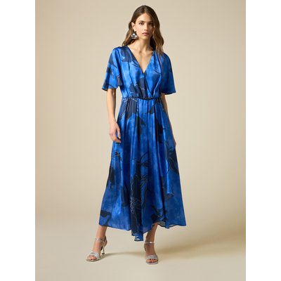 Robe longue en satin fleuri OLTRE