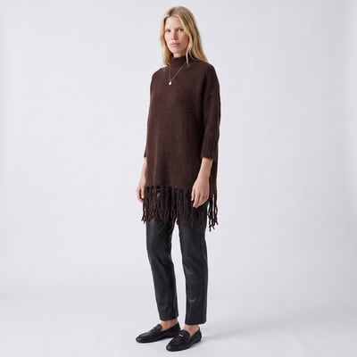 Pull long franges col montant manches 3/4 FLISSAE ARTLOVE