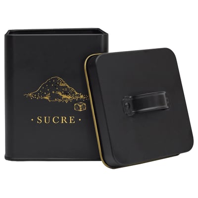 Boîte à sucre en métal noir et doré EDEN