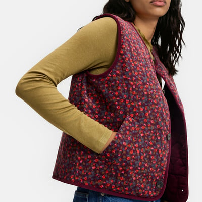 Veste sans manches en velours, imprimé floral, réversible LA REDOUTE COLLECTIONS