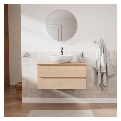 Ensemble meuble simple vasque 80 cm + vasque + robinet + miroir SORRENTO MOB IN