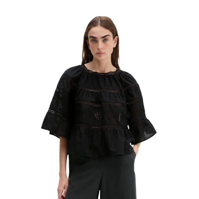 Blouse boho de style folklorique relaxed en voile de coton brodé MARC O'POLO