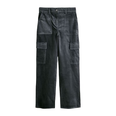 Pantalon cargo droit en velours côtelé/modal NEXT
