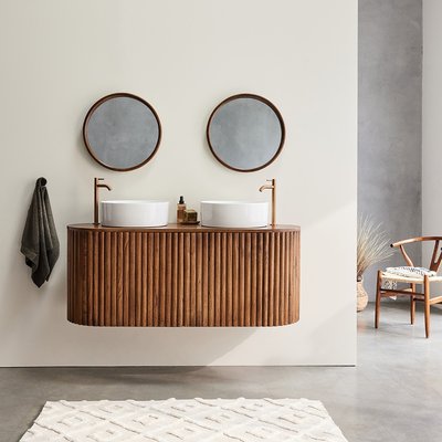 Meuble de salle de bain en mindi massif 140 cm TRINIDAD BERAH GETAH