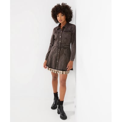 Robe Courte en Jean à Carreaux Superposée Chrissie JOE BROWNS