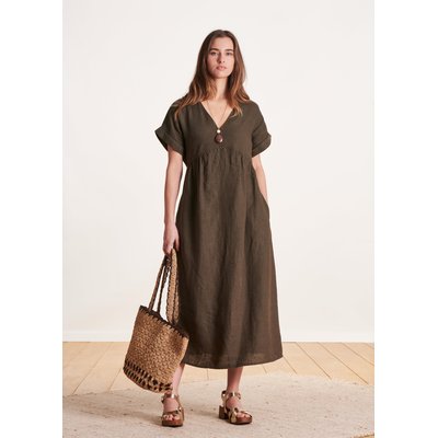 Robe longue en lin manches courtes LA FEE MARABOUTEE