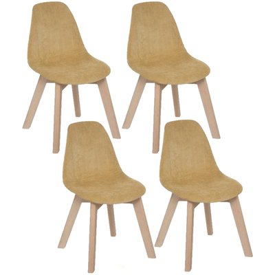 Lot de 4 Chaises pour enfant Lena effet velours TOILINUX