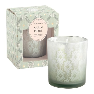 Bougie 160 g parfum Sapin Doré RUBANS DE FÊTE MATHILDE M